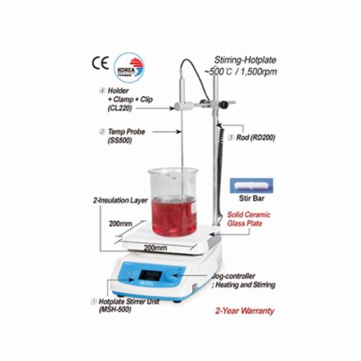 Daihan 500°C Hi-Temp. Digital Hotplates Stirrer, 80~1, 500 rpm, "MaXtirTM MSH500", Only-unit, 230V DH.WMH01500