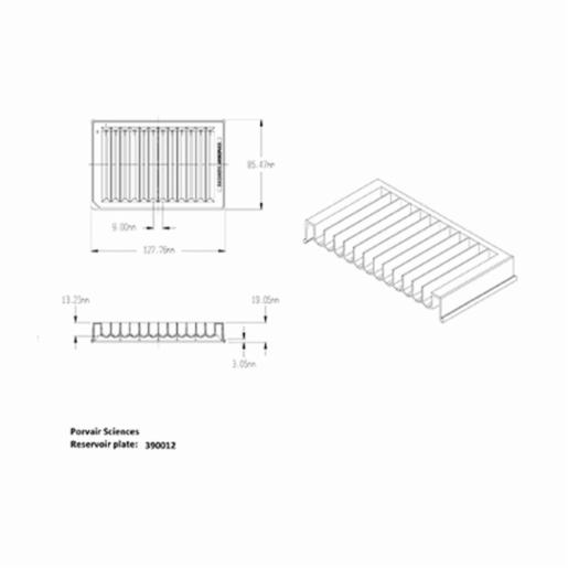 Porvair Sciences 84 ml  Reservoir plate: 12 compartment V bottom 390012